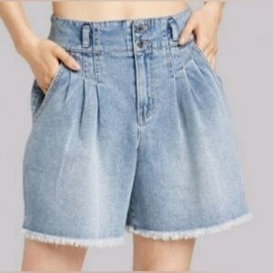 Wild Fable Jeans Women Distressed Frayed Pleated A-Line Shorts Plus Size 14 NWT